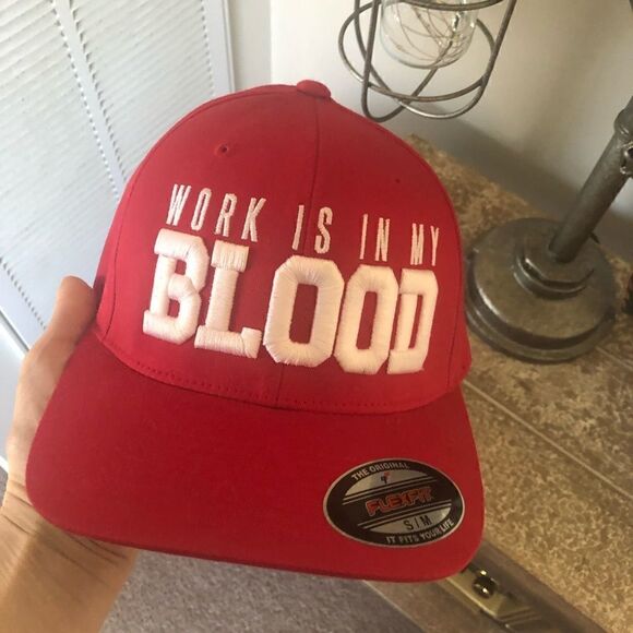 Flag nor fail work is in my blood ball hat red sold out rare retired limited - Picture 3 of 6